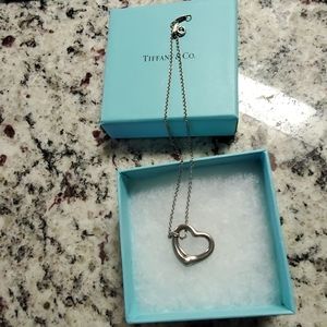 Authentic Tiffany open Heart necklace original cha